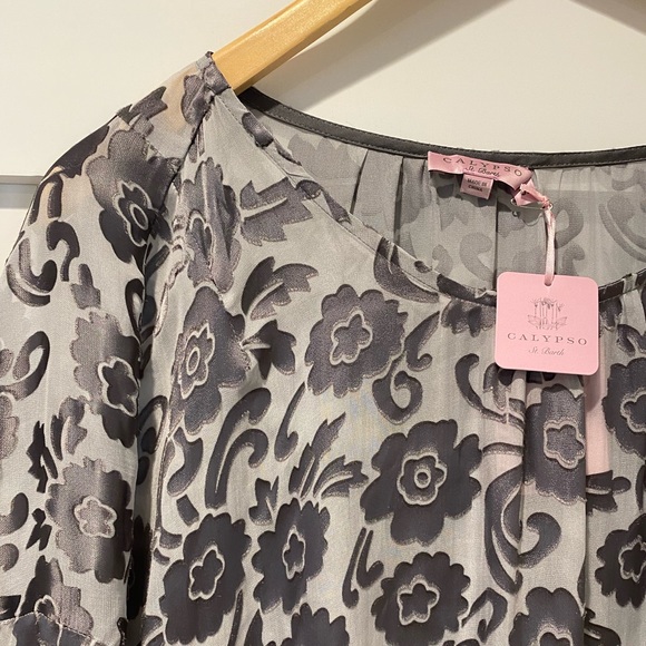 NWT Calypso St. Barth Grey Silk Carmelo Top XS - Picture 6 of 7